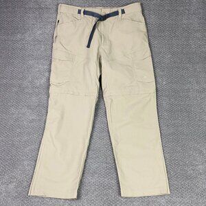 The North Face Convertible Cargo Pants Men's XL Khaki Hiking Outdoor Belt Belted